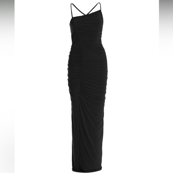 NEW Naked Wardrobe Black HOURGLASS RUCHED OPEN BACK MAXI DRESS - Picture 8 of 9